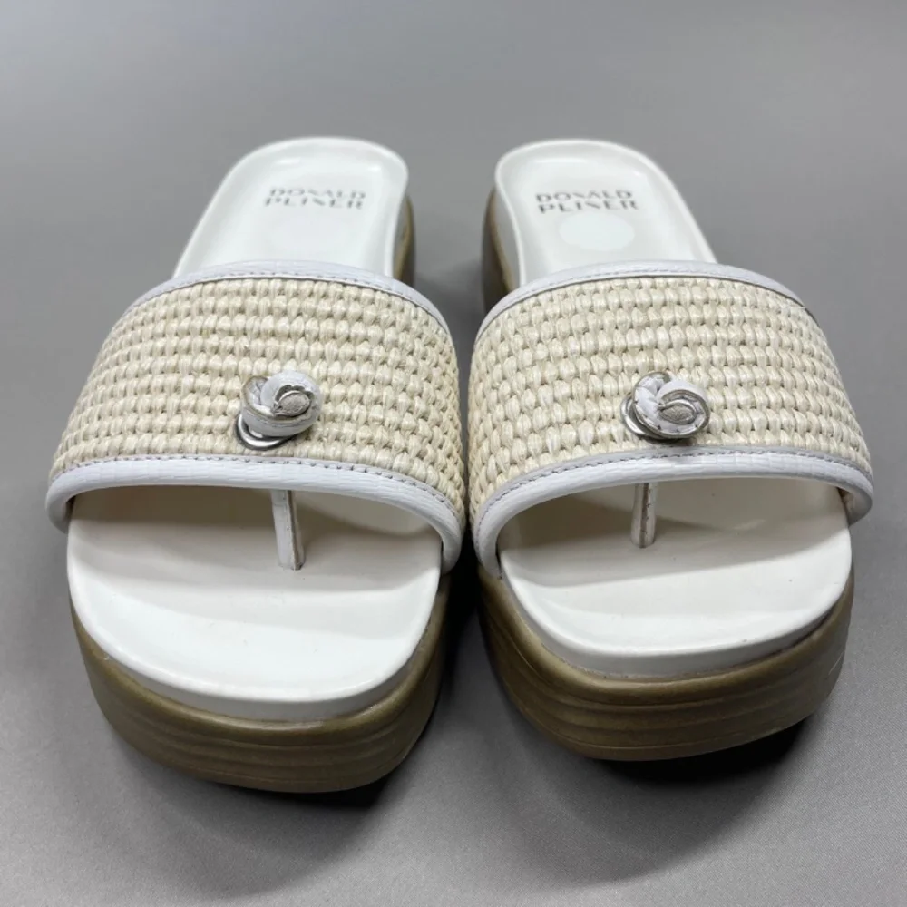 NEW Donald Pliner Shoes Womens 8 white brown Farrah sandal slip on casual - Picture 3 of 11